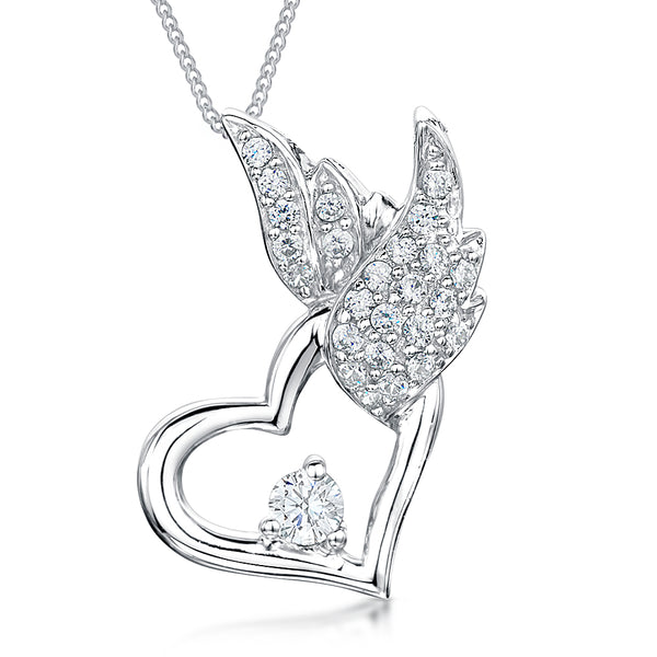 Sterling Silver Heart Wing Pendant - JOOLS By Jenny Brown