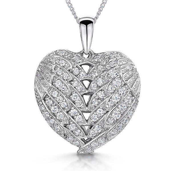 Sterling Silver Woven Angel Wing Heart Pendant - JOOLS By Jenny Brown