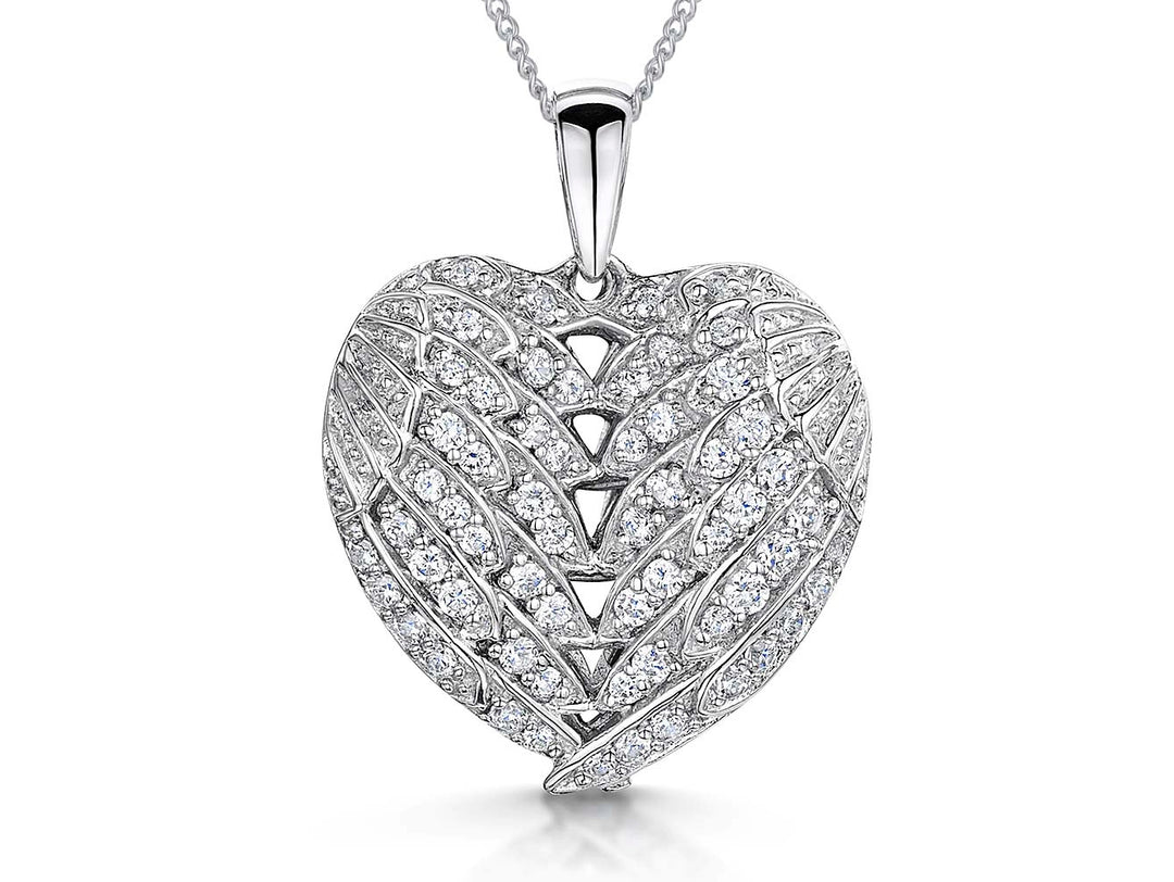 Sterling Silver Woven Angel Wing Heart Pendant - JOOLS By Jenny Brown