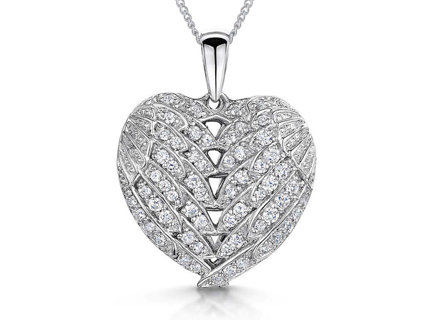 Sterling Silver Woven Angel Wing Heart Pendant - JOOLS By Jenny Brown