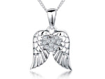 Load image into Gallery viewer, Sterling Silver Wing Pendant Set With A Cubic Zirconia Heart Centre
