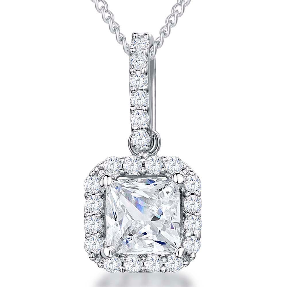Sterling Silver Halo Pendant With A 1.25 Ct Cubic Zirconia Centre Stone - JOOLS By Jenny Brown