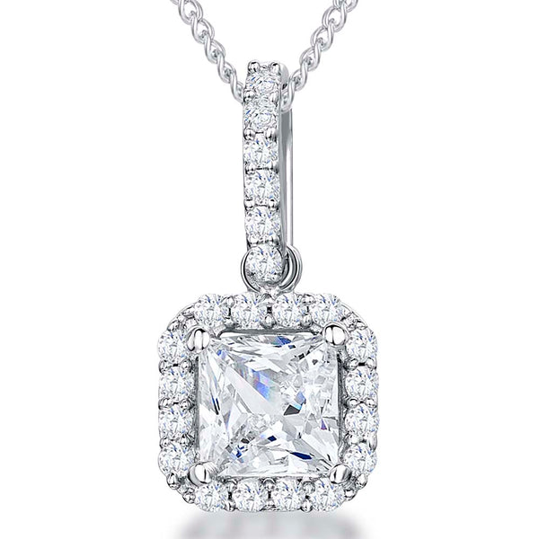 Sterling Silver Halo Pendant With A 1.25 Ct Cubic Zirconia Centre Stone - JOOLS By Jenny Brown