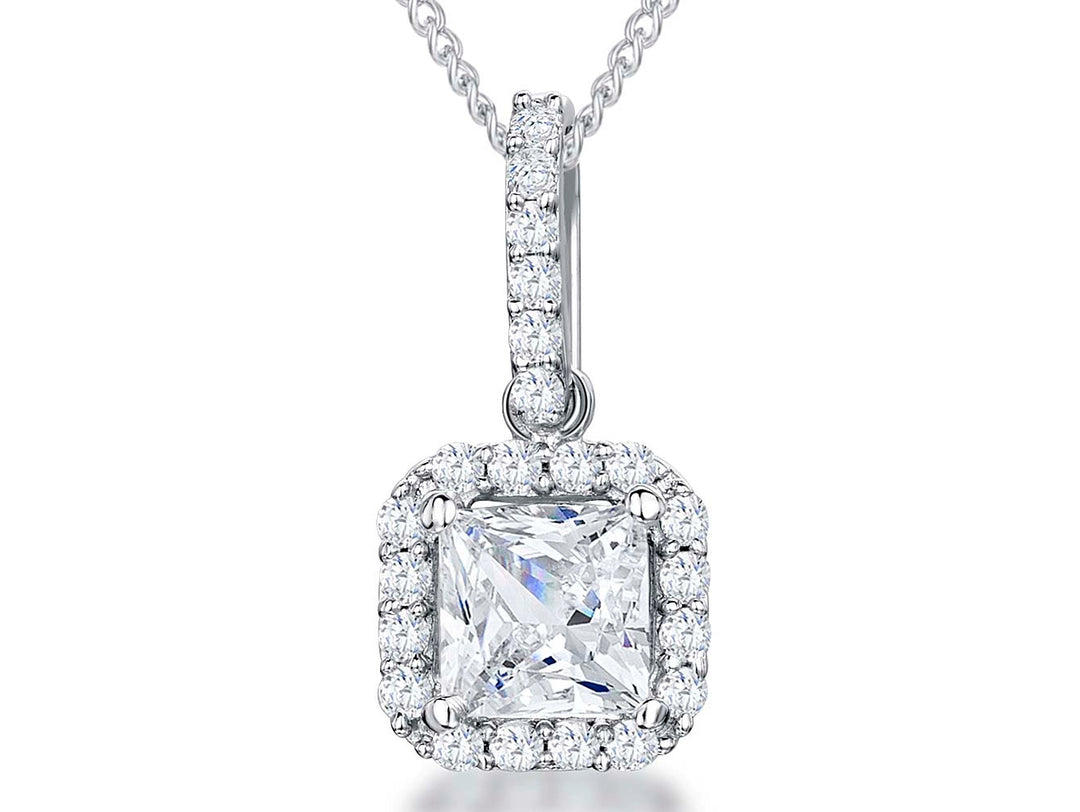 Sterling Silver Halo Pendant With A 1.25 Ct Cubic Zirconia Centre Stone - JOOLS By Jenny Brown