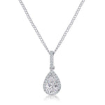 Load image into Gallery viewer, Sterling Silver Teardrop Halo Pendant With Cubic Zirconias-JOOLS by Jenny Brown
