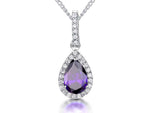 Load image into Gallery viewer, Sterling Silver Amethyst Zirconia Teardrop Pendant
