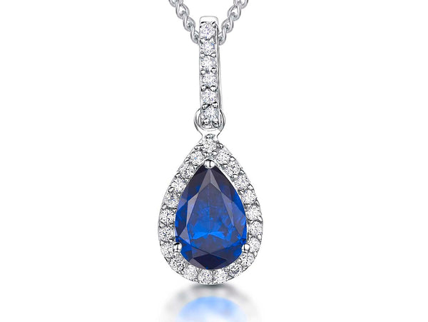 Sterling Silver Sapphire Blue Zirconia Teardrop Pendant - JOOLS By Jenny Brown