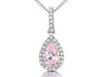 Load image into Gallery viewer, Sterling Silver Light Pink Halo Cubic Zirconia Teardrop Pendant
