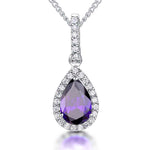 Load image into Gallery viewer, Sterling Silver Amethyst Zirconia Teardrop Pendant
