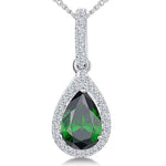 Load image into Gallery viewer, Sterling Silver Emerald Green Zirconia Teardrop Pendant - JOOLS By Jenny Brown
