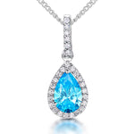 Load image into Gallery viewer, Sterling Silver Ocean Blue Turquoise  Zirconia Teardrop Pendant

