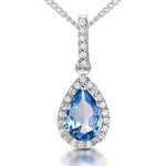Load image into Gallery viewer, Sterling Silver Blue Topaz  Zirconia Teardrop Pendant - JOOLS By Jenny Brown

