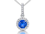 Load image into Gallery viewer, Sterling Silver Sapphire  Blue Halo Necklace
