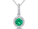 Load image into Gallery viewer, Sterling Silver Emerald Green  Halo Necklace
