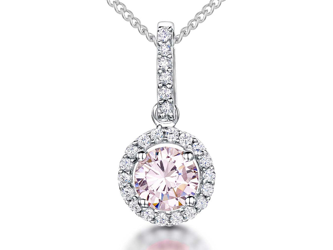 Sterling Silver Light Pink Halo Necklace