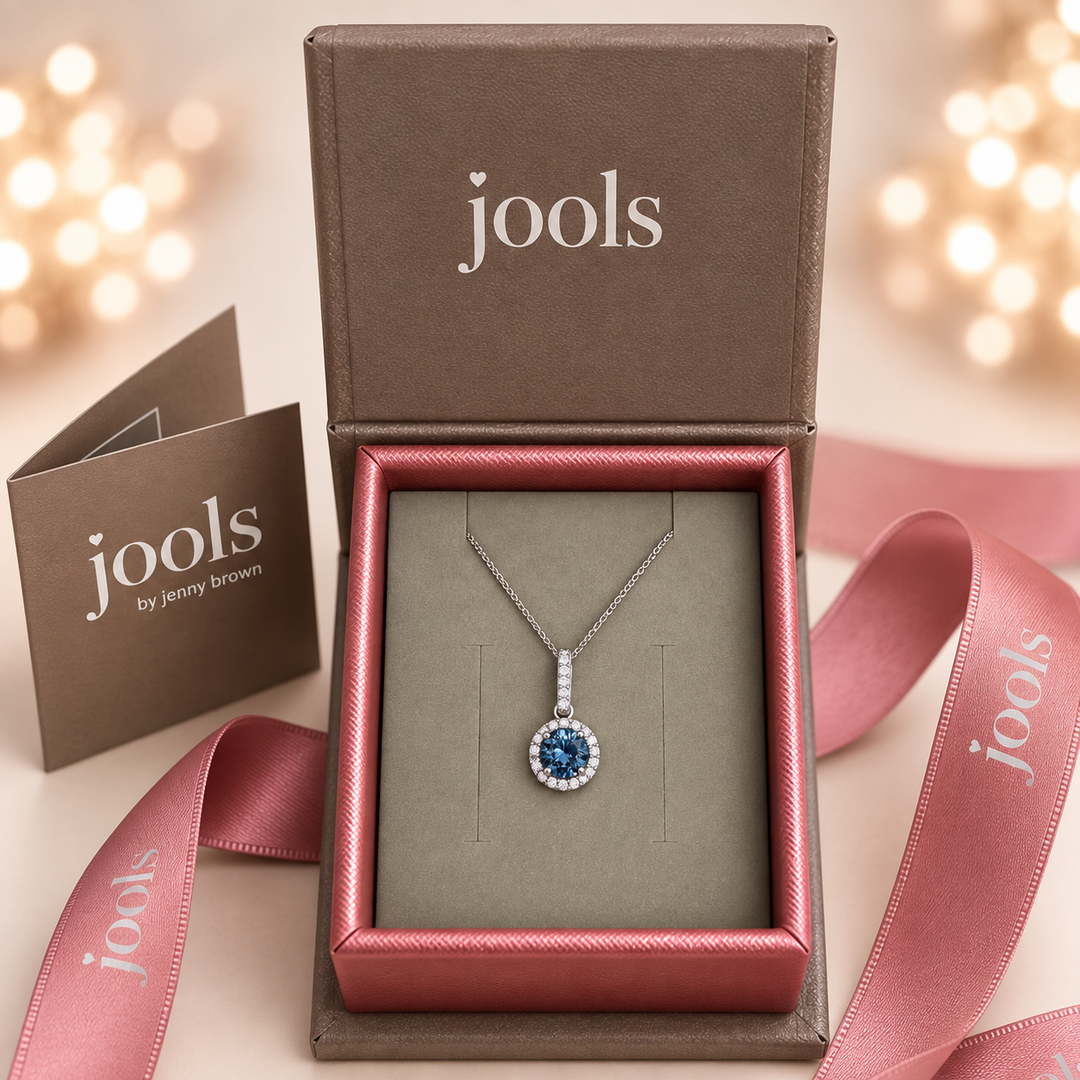 Sterling Silver Sky Blue Halo Necklace