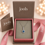 Load image into Gallery viewer, Sterling Silver Sky Blue Halo Necklace
