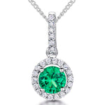 Load image into Gallery viewer, Sterling Silver Emerald Green  Halo Necklace
