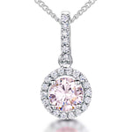 Load image into Gallery viewer, Sterling Silver Light Pink Halo Necklace
