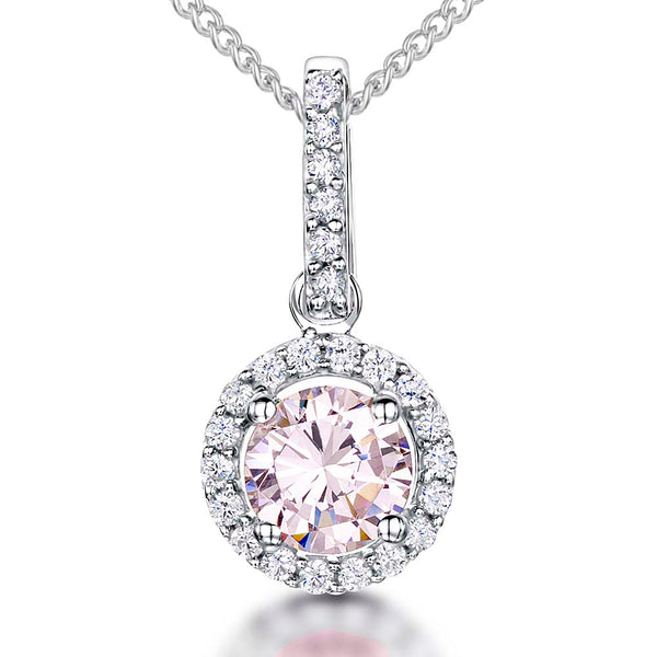 Sterling Silver Light Pink Halo Necklace