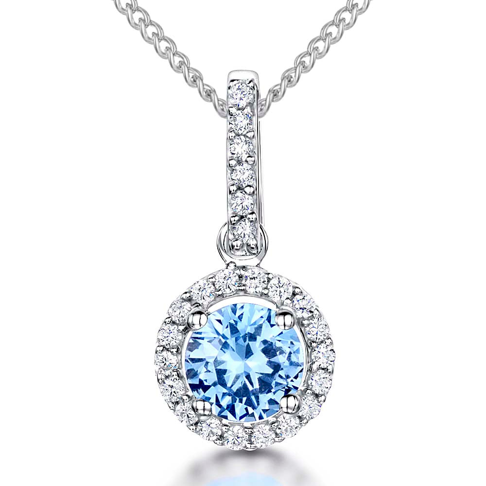 Sterling Silver Sky Blue Halo Necklace - JOOLS By Jenny Brown