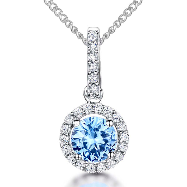Sterling Silver Sky Blue Halo Necklace - JOOLS By Jenny Brown