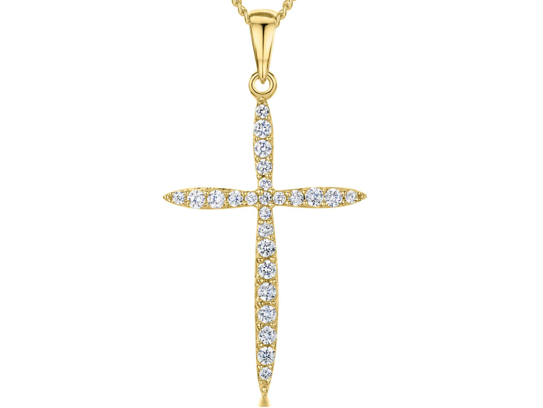 Yellow Gold Large Pointed Cross Pendant