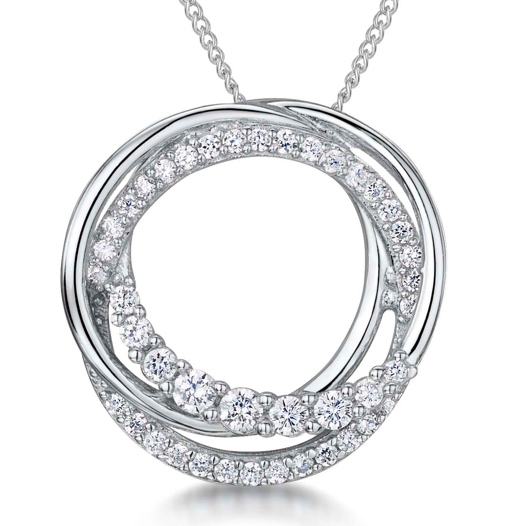 Sterling Silver Twin Circle Cubic Zirconia Pendant