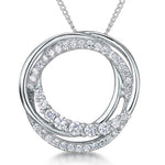 Load image into Gallery viewer, Sterling Silver Twin Circle Cubic Zirconia Pendant
