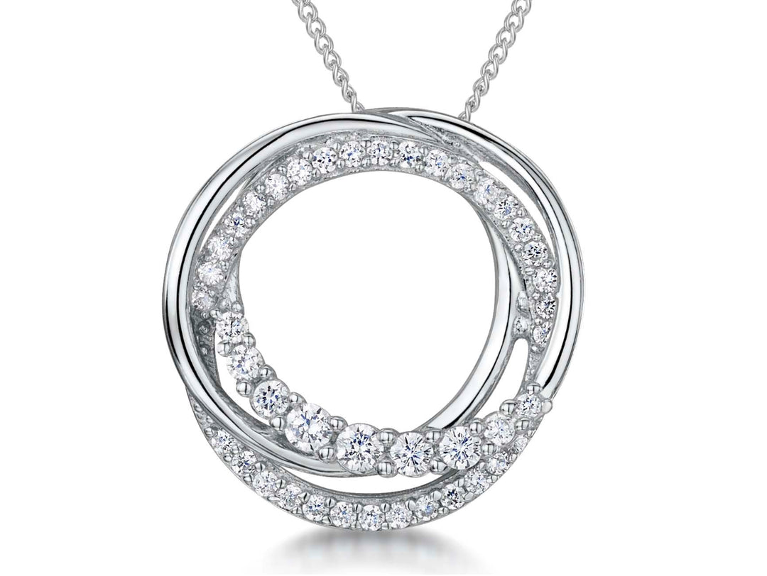 Sterling Silver Twin Circle Cubic Zirconia Pendant