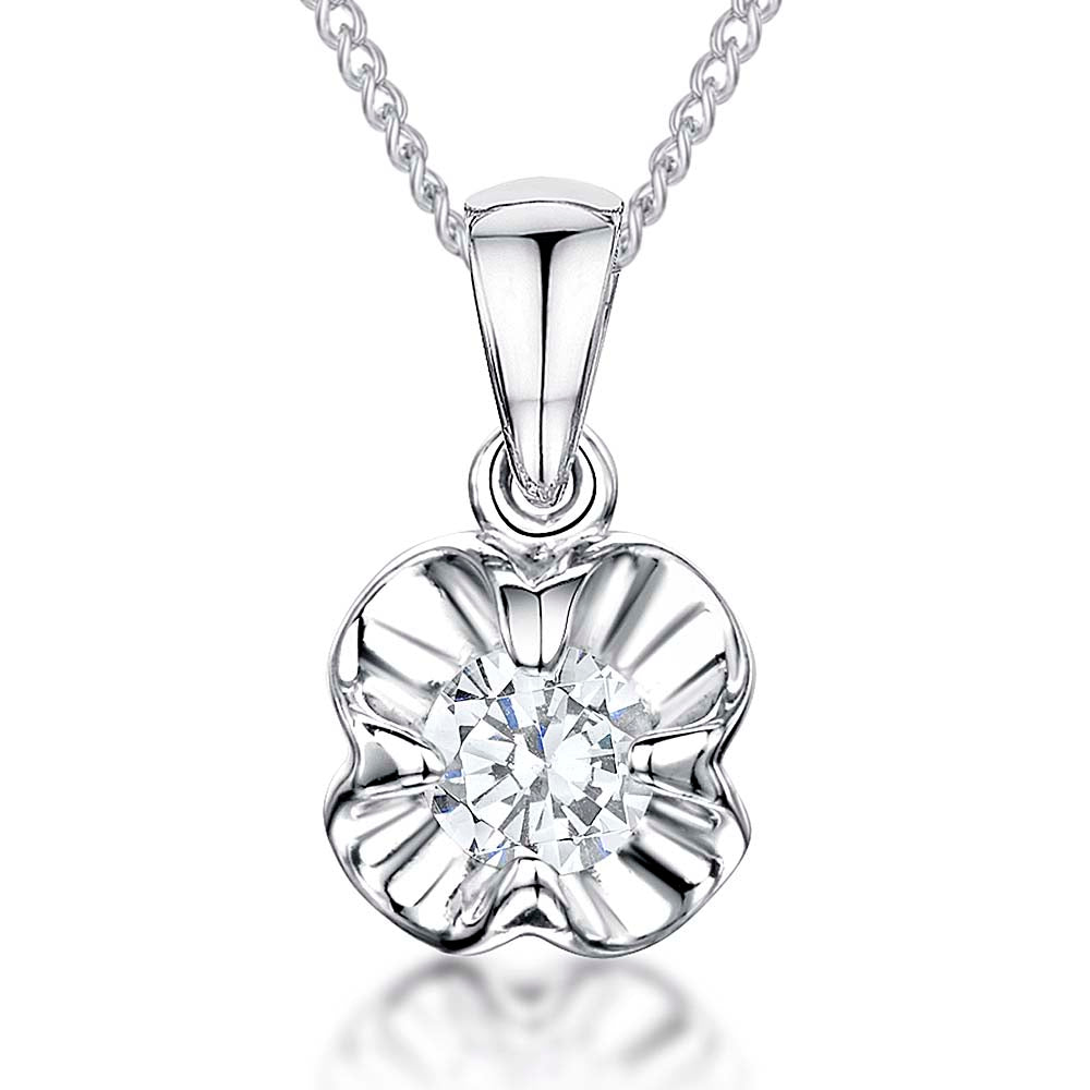 Sterling Silver Polished Flower Pendant