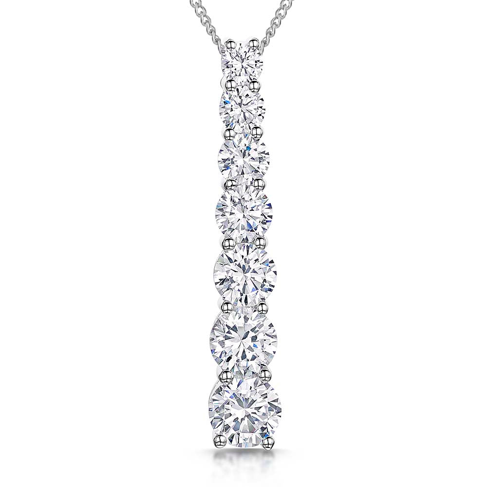 Sterling Silver Pendant With Graduated Cubic Zirconia Stones
