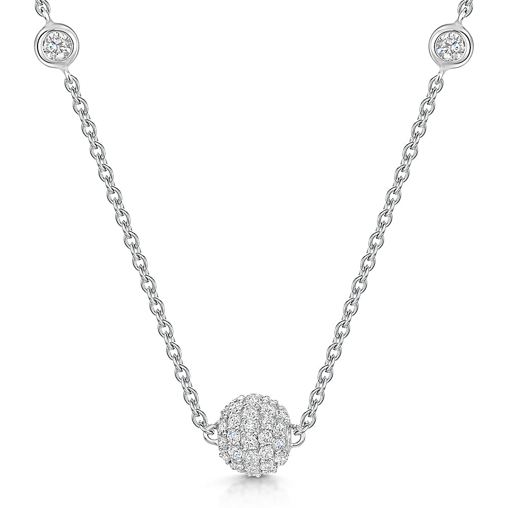 Sterling Silver Disco Ball Necklace With Cubic Zirconia -JOOLS by Jenny Brown