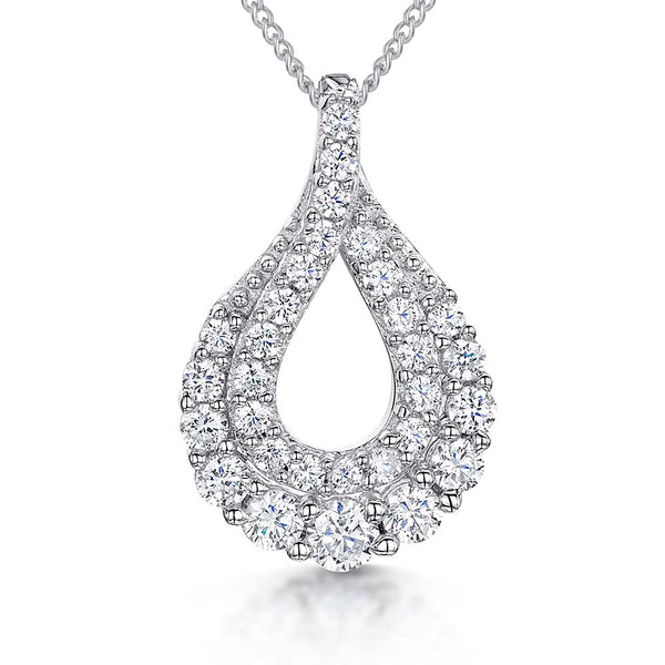 Sterling Silver Teardrop Twist Cubic Zirconias Pendant