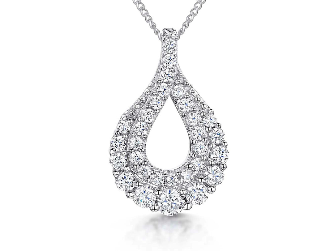 Sterling Silver Teardrop Twist Cubic Zirconias Pendant