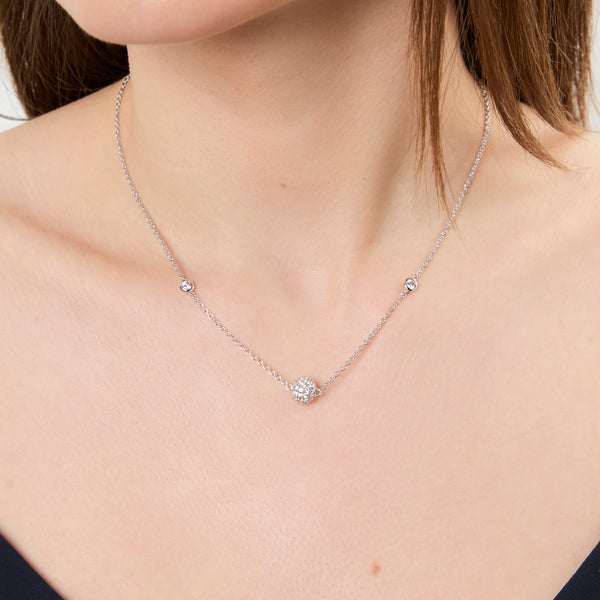 Sterling Silver Disco Ball Necklace With Cubic Zirconia -JOOLS by Jenny Brown