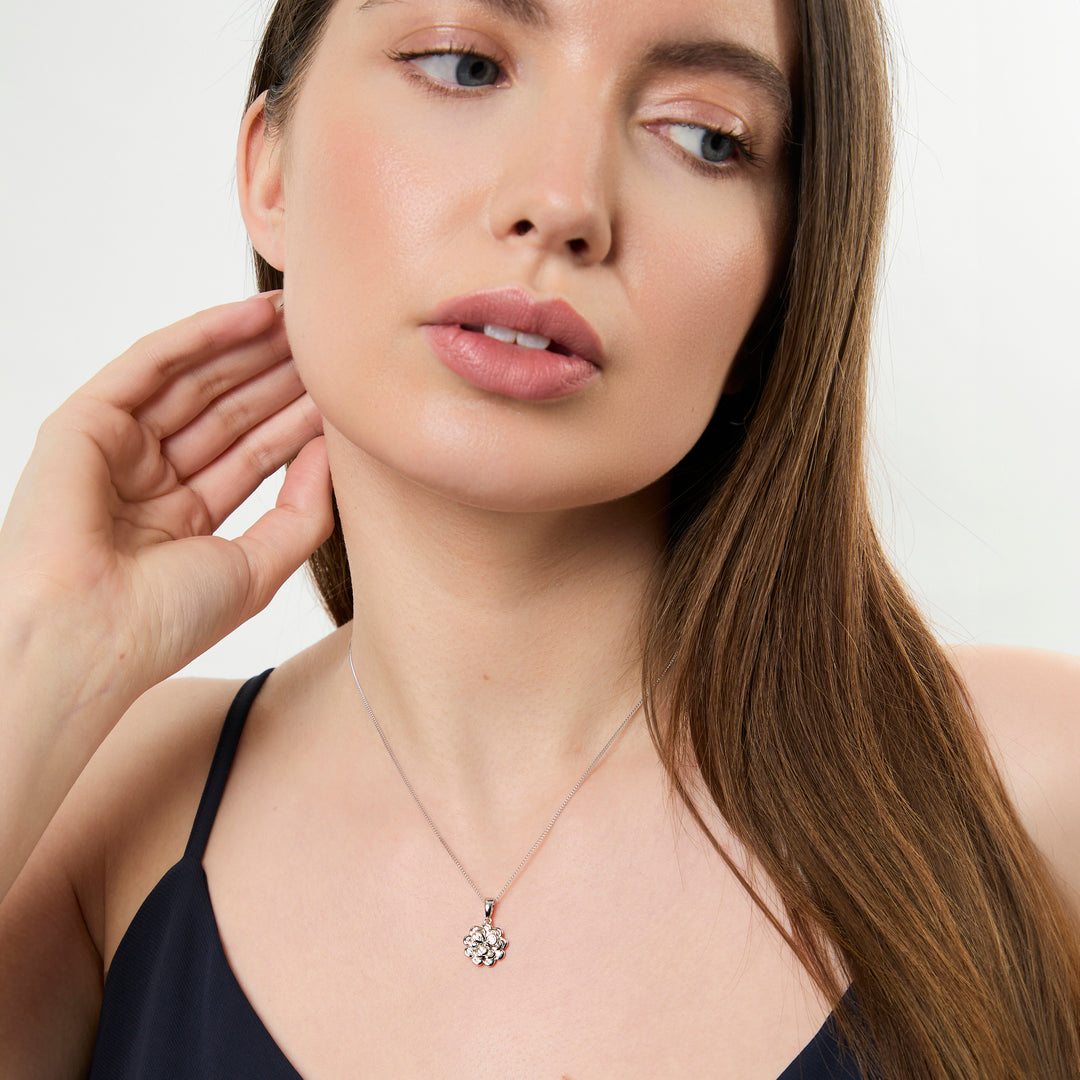 Sterling Silver And White Zirconia Layered  Flower Petal Necklace - JOOLS By Jenny Brown