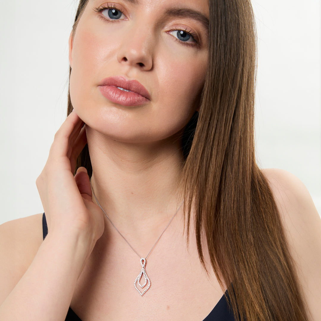 Sterling Silver Teardrop Pendant Set With Cubic Zirconias-JOOLS by Jenny Brown