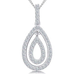Load image into Gallery viewer, A sterling silver teardrop pendant with pave cubic zirconia stones, attached to a chain-JOOLS by Jenny Brown
