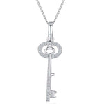 Load image into Gallery viewer, Sterling Silver and Cubic Zirconia Key Pendant
