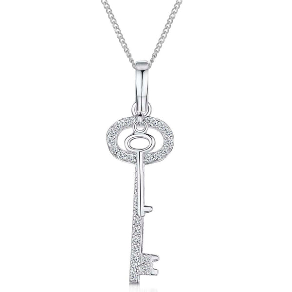 Sterling Silver and Cubic Zirconia Key Pendant