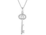 Load image into Gallery viewer, Sterling Silver and Cubic Zirconia Key Pendant
