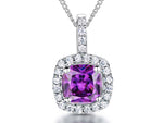 Load image into Gallery viewer, Sterling Silver Amethyst Halo Cushion Cut Pendant
