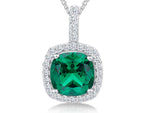 Load image into Gallery viewer, Sterling Silver Emerald Green Cubic Zirconia Pendant
