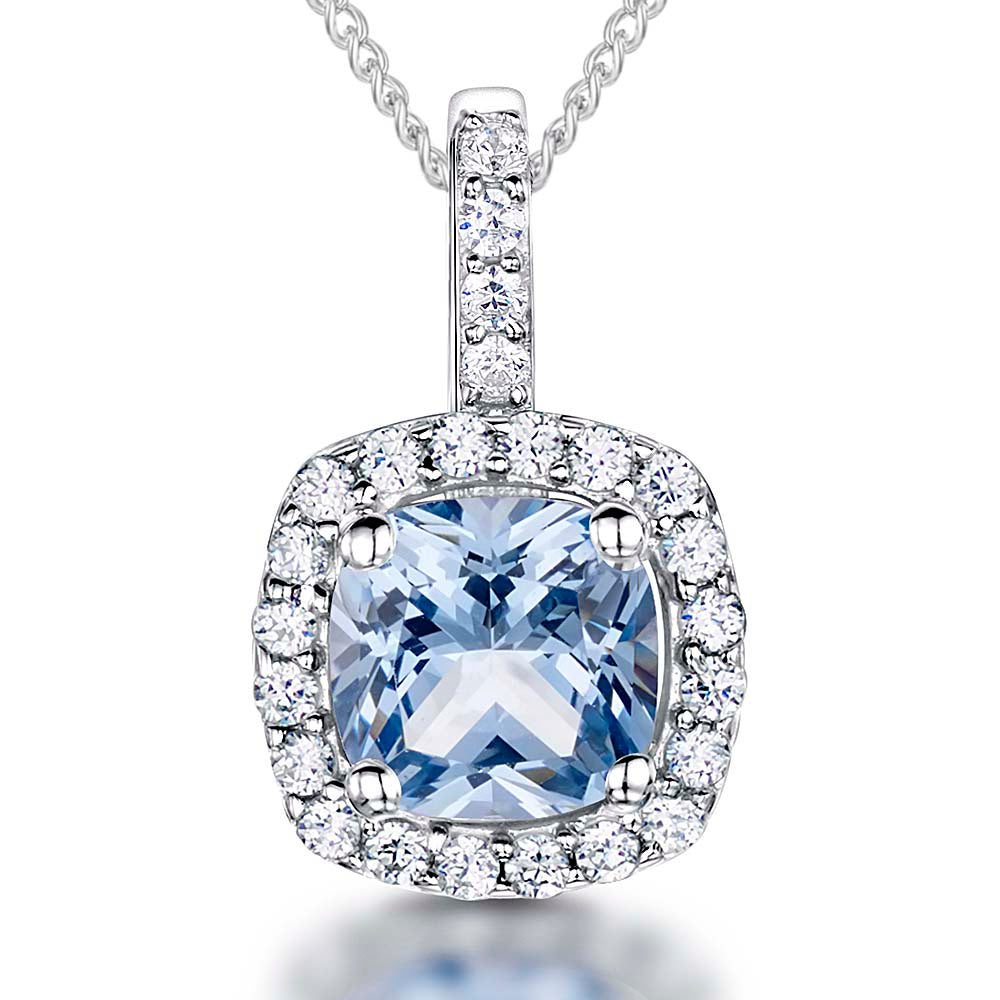 Sterling Silver Halo Cushion Cut Pendant - JOOLS By Jenny Brown