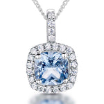 Load image into Gallery viewer, Sterling Silver Halo Cushion Cut Pendant - JOOLS By Jenny Brown
