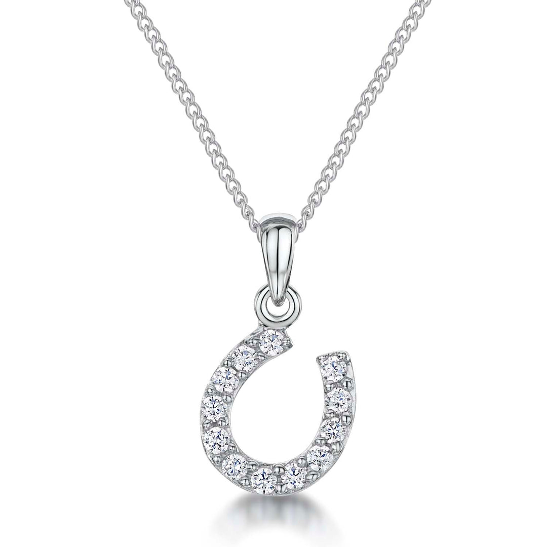 Sterling Silver Small Cubic Zirconia Horseshoe Pendant