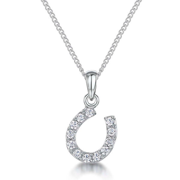 Sterling Silver Small Cubic Zirconia Horseshoe Pendant
