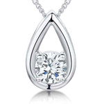 Load image into Gallery viewer, Sterling Silver Teardrop Pendant With Single Cubic Zirconia - JOOLS By Jenny Brown
