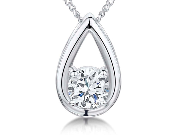 Sterling Silver Teardrop Pendant With Single Cubic Zirconia - JOOLS By Jenny Brown